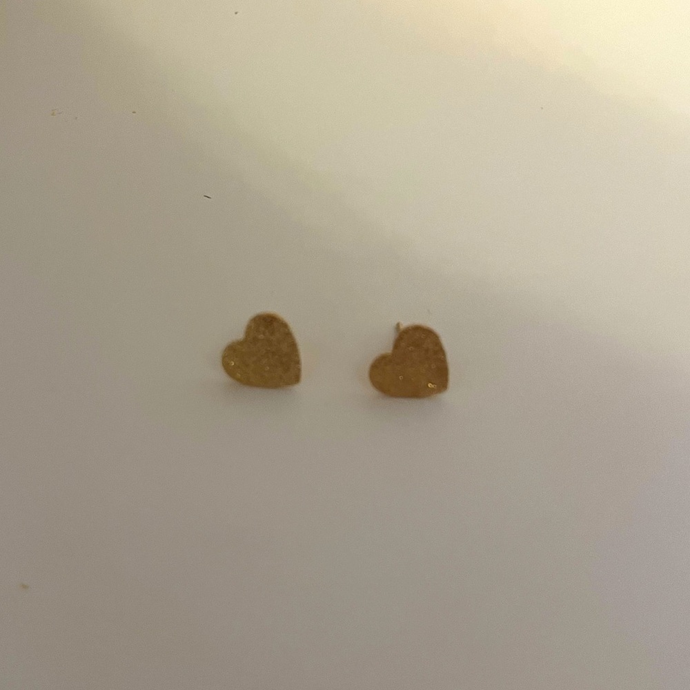 Gold heart stud earrings
